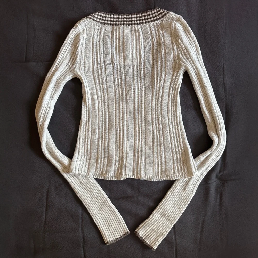 Y2K RARE Hollister Cable Knit Babydoll Cardigan Top Cardi Vintage 2000s - XXS/XS - Picture 5 of 7
